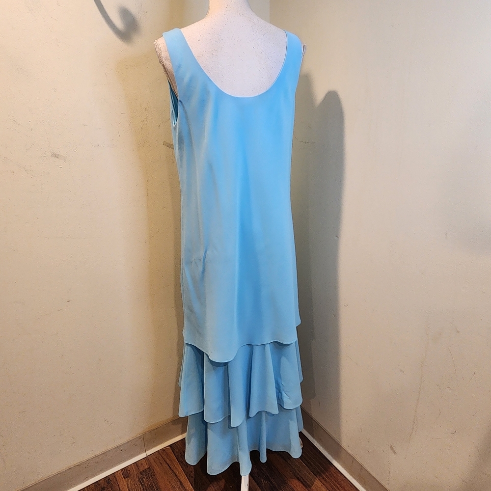 CATTIVA Elegant Layered Blue Sleeveless Midi  Dress Size 12 - Picture 9 of 11